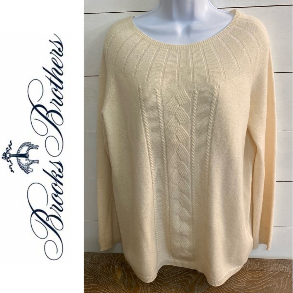 Brooks‎ Brothers Women’s Sz L Cream Pure Cashmere Crewneck Sweater